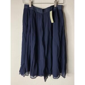 J. Crew Women's Silk Navy Flowy Skirt Size 4 NEW